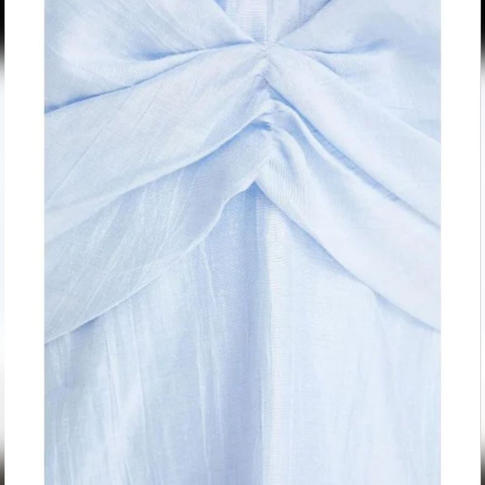 MSRP $400 Sandro Tourmaline Blue Linen Mini Dress Size XS / FR 34 - Picture 5 of 9
